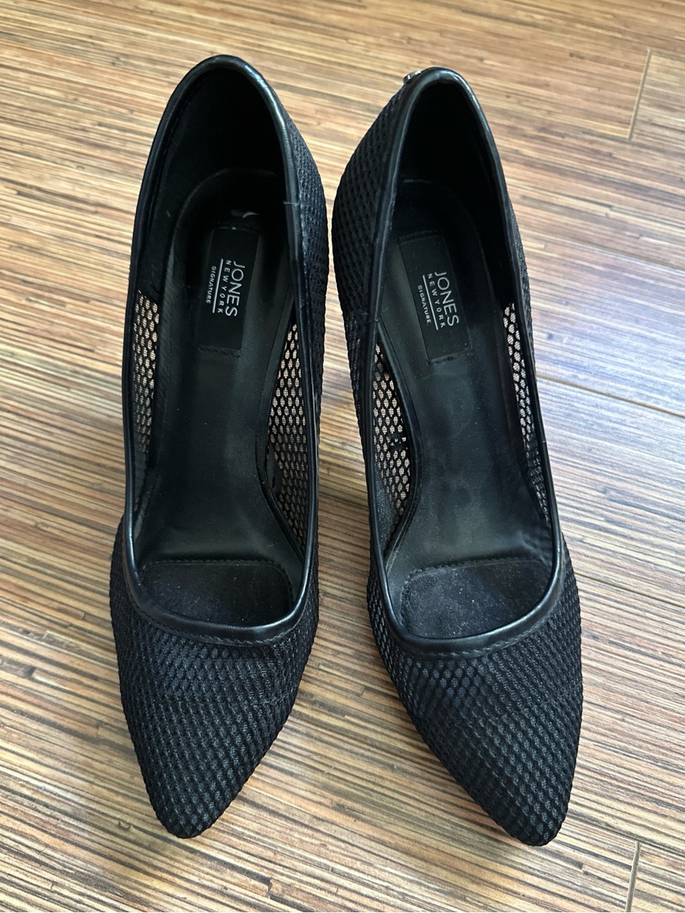 Jones New York Black Pointed Mesh Pumps